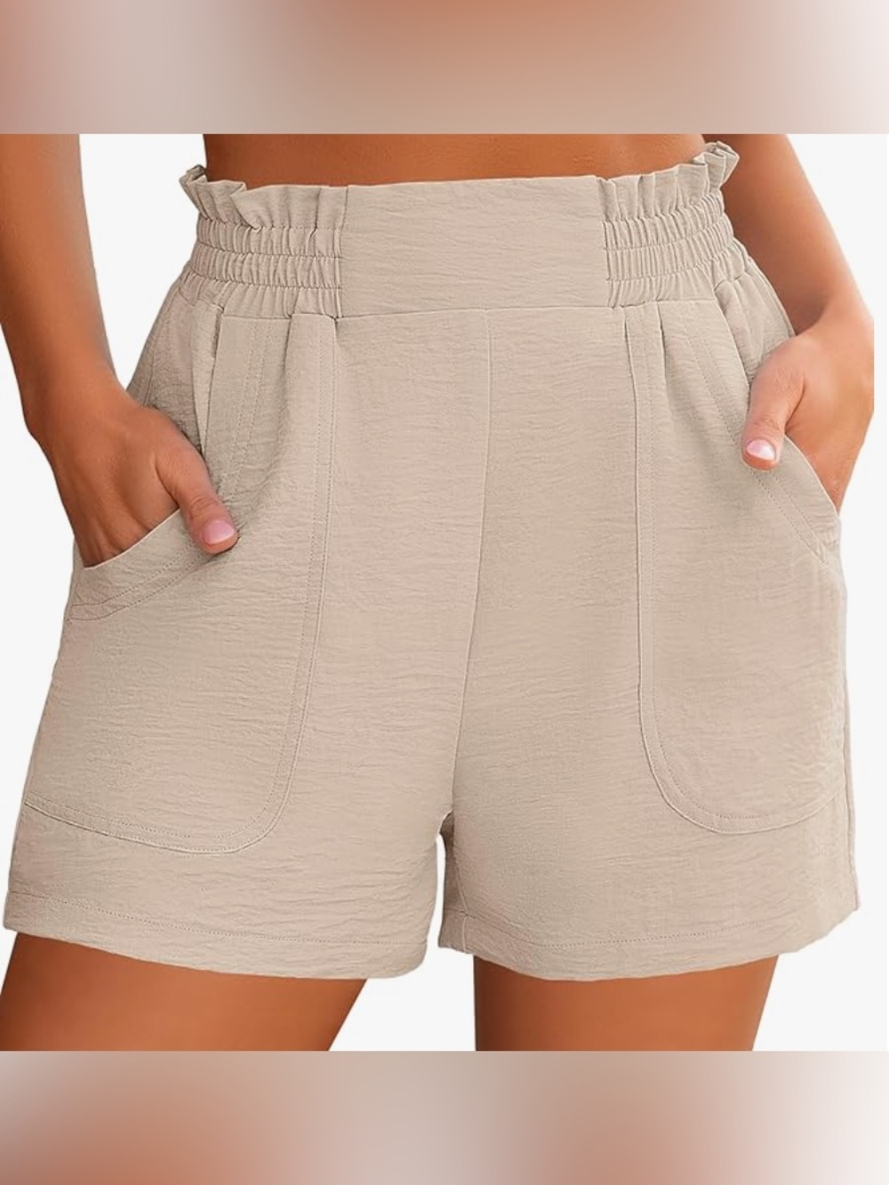 NWT ANRABESS Taupe High Waisted Patch Pocket Shorts Size M